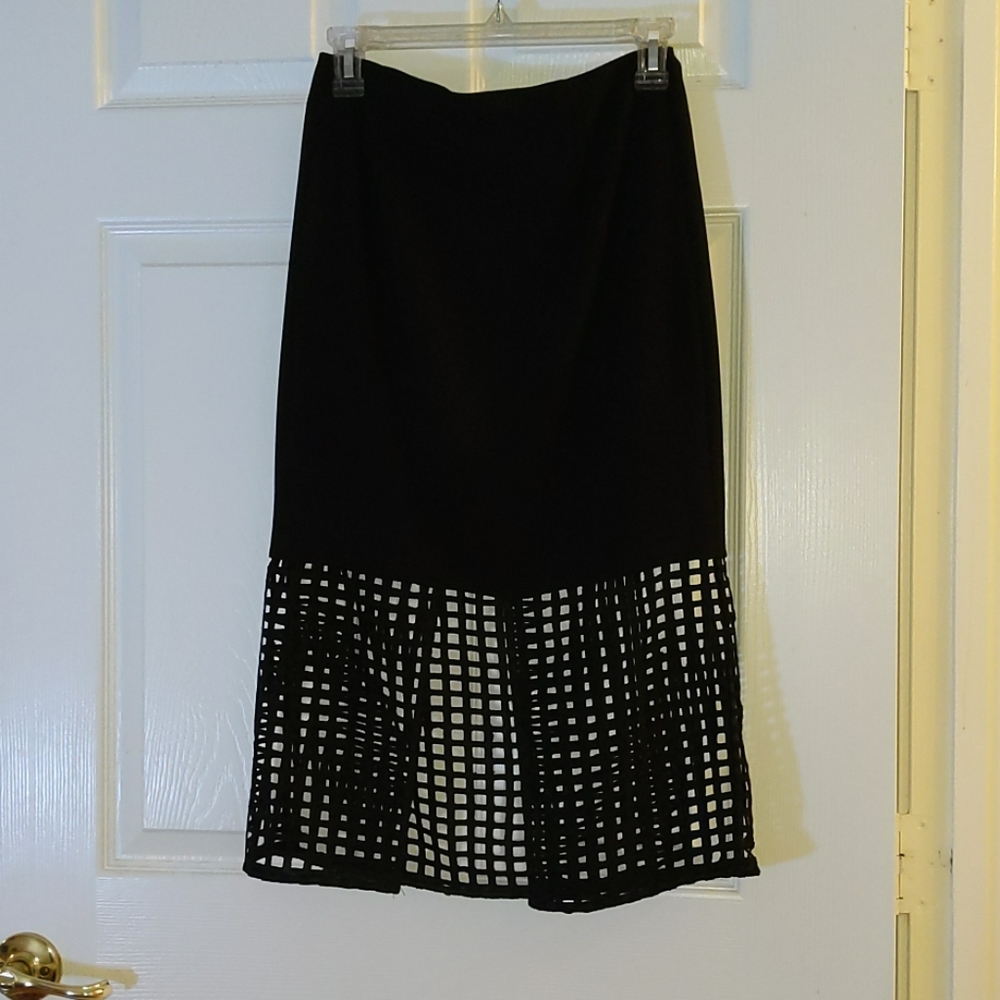 Black, basket weave pencil skirt